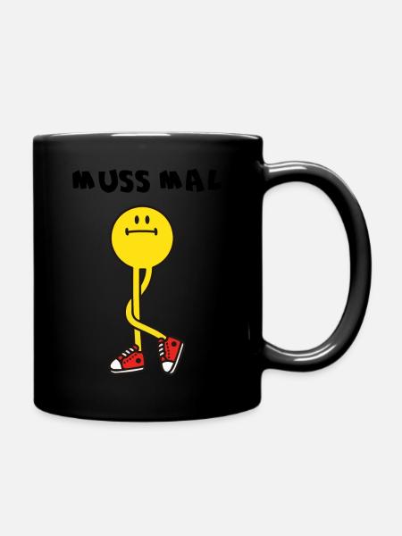 Muss Mal Pinkeln lustige Figur Geschenk - Tasse einfarbig - Schwarz