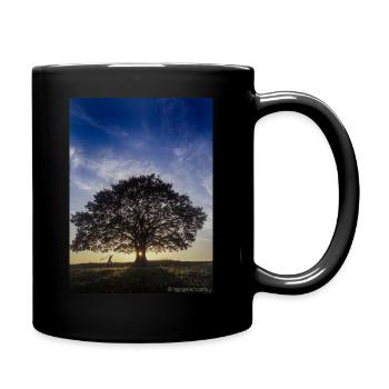 Stieleiche mit Kind Sonnenuntergang - Tasse einfarbig - Schwarz - Rechts