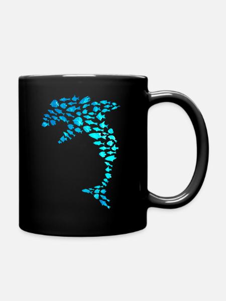 Delphin Fischschwarm Meer Ozean Fisch - Tasse einfarbig - Schwarz