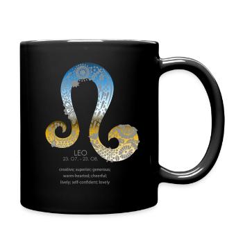 Leo -Sternzeichen Shirt - Tasse einfarbig - Schwarz - Rechts