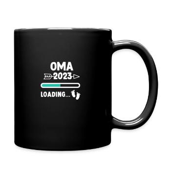 Ich werde Oma 2023 Babyfüße - Enkel Enkelkind - Tasse einfarbig - Schwarz - Rechts