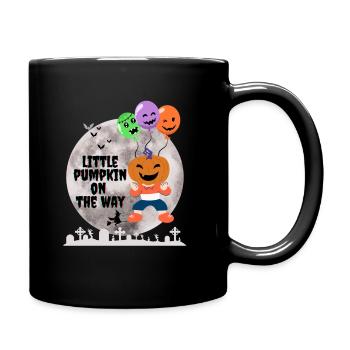 Pregnant Halloween | Little Pumpkin On The Way - Full Colour Mug - black - Right