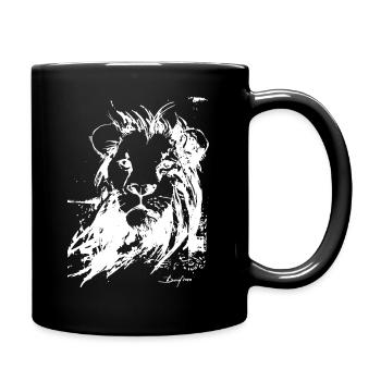 Lion Animal Portrait White Design Lion Head King fun - Full Colour Mug - black - Right