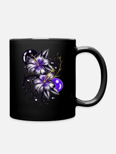 fleur violette et bleu - Mug uni - noir