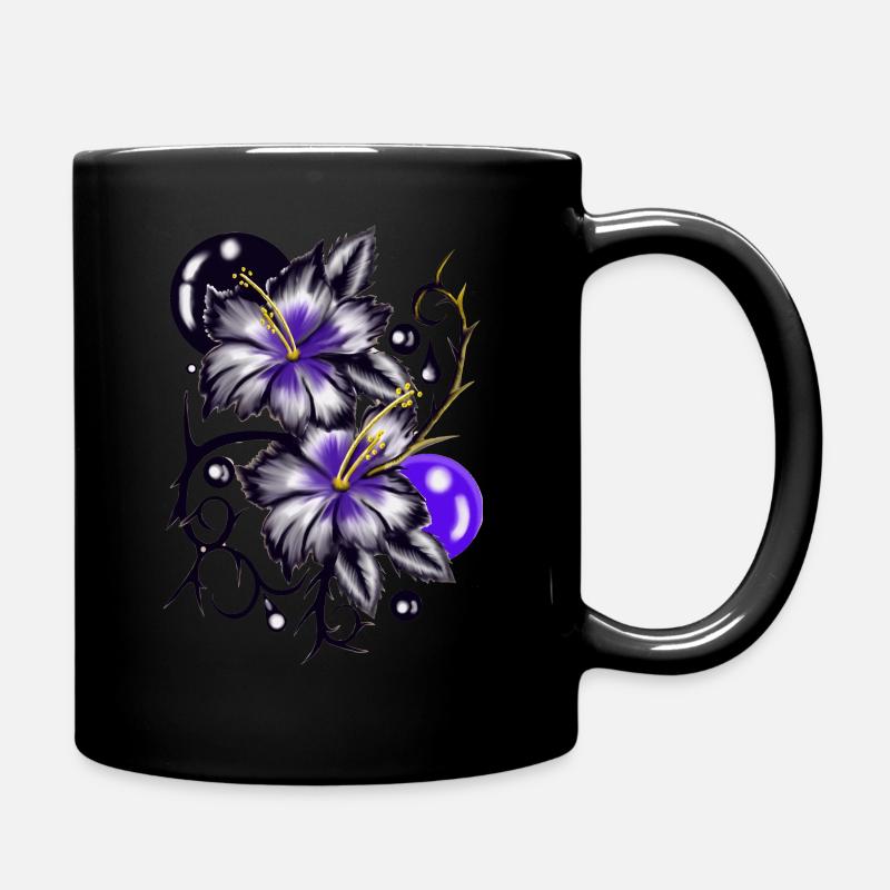 purple and blue flower - Full Colour Mug - black