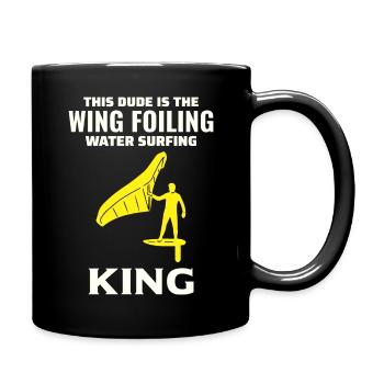 Wing Foiling Hydrofoil Surfing Surf Water Sport - Full Colour Mug - black - Right
