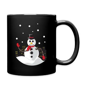 Snow Man Cold Christmas Night - Full Colour Mug - black - Right
