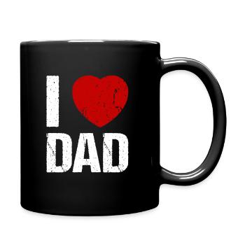 I love Dad Daddy Heart Papa Dad - Full Colour Mug - black - Right