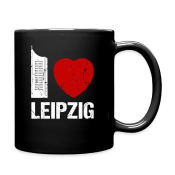 I love Leipzig Skyline Hochhaus Stadt Leipzig - Tasse einfarbig - Schwarz - Rechts