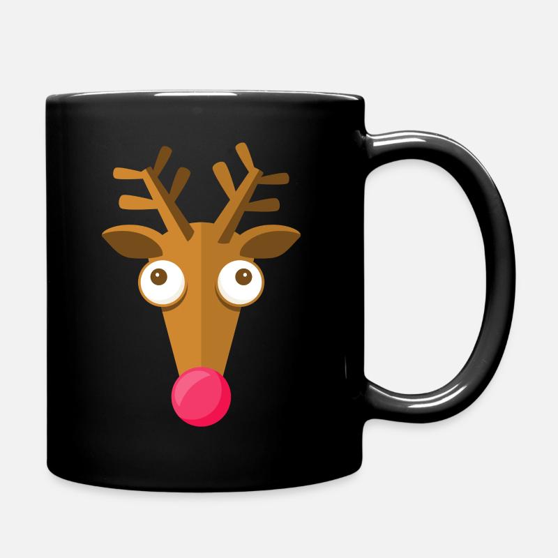 Rentier mit roter Nase - Tasse einfarbig - Schwarz