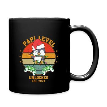 Papi level unlocked - Tasse einfarbig - Schwarz - Rechts