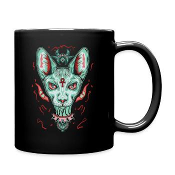 Ägyptische Sphynx Katze - Tasse einfarbig - Schwarz - Rechts