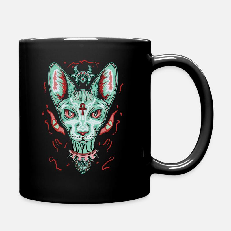 Ägyptische Sphynx Katze - Tasse einfarbig - Schwarz