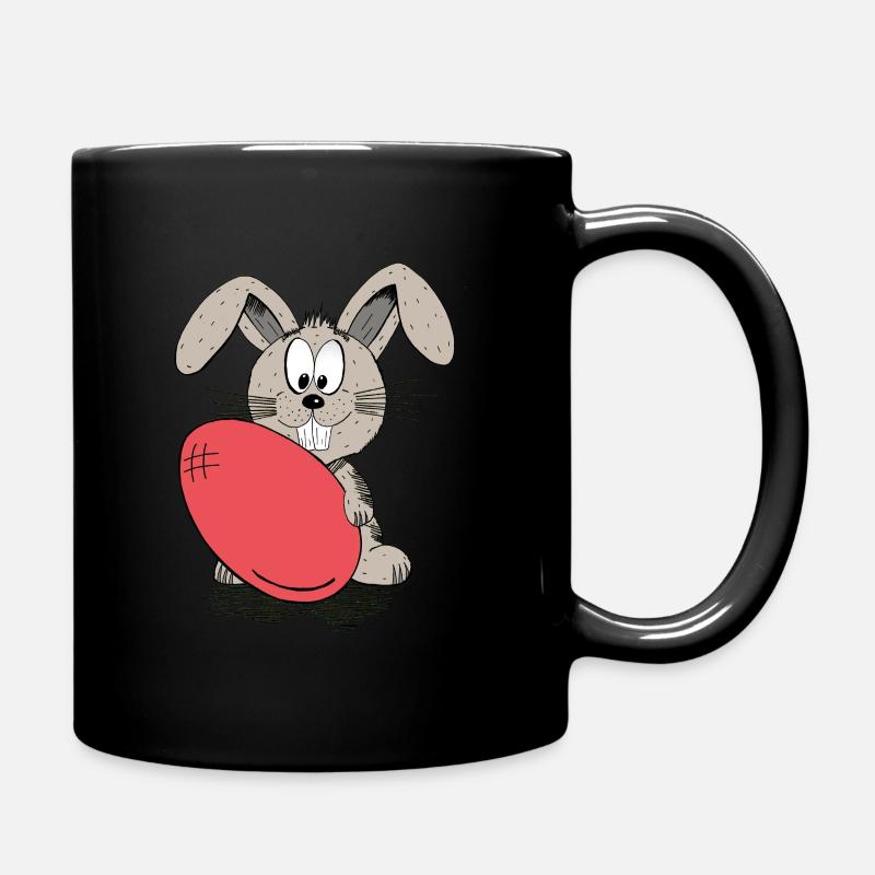 Lustiger Osterhase mit Ei - Tasse einfarbig - Schwarz
