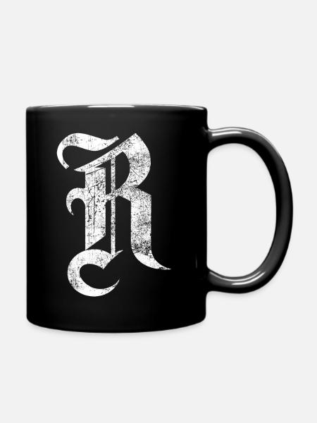 Tshirt alphabet initial R - Full Colour Mug - black