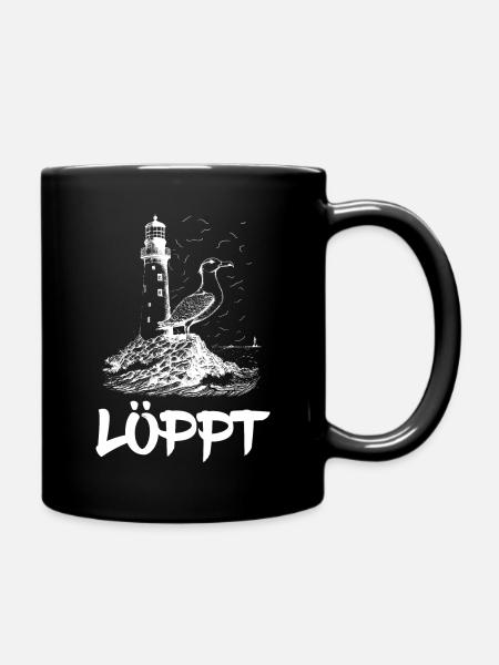 Löppt Möwe Leuchtturm Nordsee - Tasse einfarbig - Schwarz