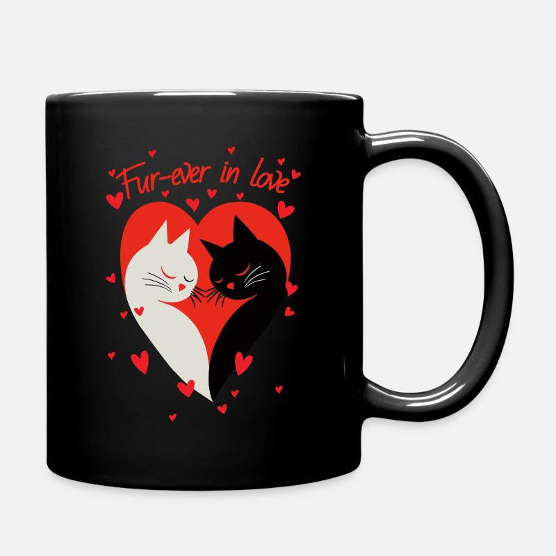 Cats Fur-ever in love - Full Colour Mug - black