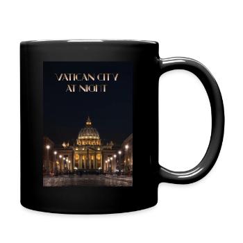 Vatikanstadt bei Nacht - Tasse einfarbig - Schwarz - Rechts
