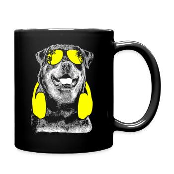 Rottweiler Hundefans Kopfhörer Gassigänger Rottwei - Tasse einfarbig - Schwarz - Rechts