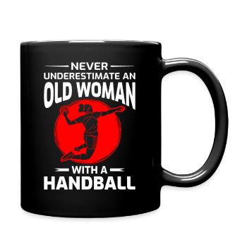 Vieille femme handballeuse Handballeuse Maman Grand-mère - Mug uni - noir - Droite