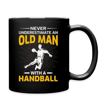 Old Man Handball Player Handballer Dad Grandpa - Full Colour Mug - black - Right