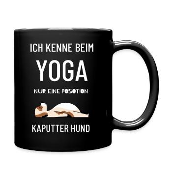 Hund Dog Yoga Position Frauchen Herrchen - Tasse einfarbig - Schwarz - Rechts