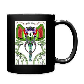 Elefantenkopf - Tasse einfarbig - Schwarz - Rechts