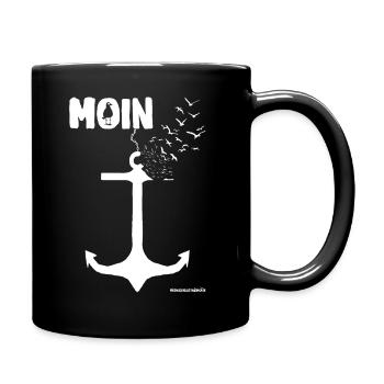 Moin Begrüßung Norddeutschland Küste Norden - Tasse einfarbig - Schwarz - Rechts