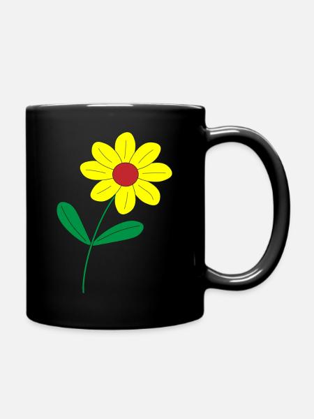 eine Blume - Tasse einfarbig - Schwarz