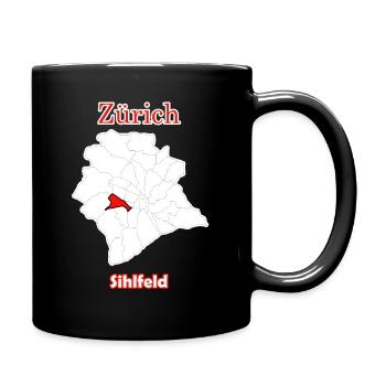 Bezirke Sihlfeld Karte mit Zürich Stadtkarte - Tasse einfarbig - Schwarz - Rechts