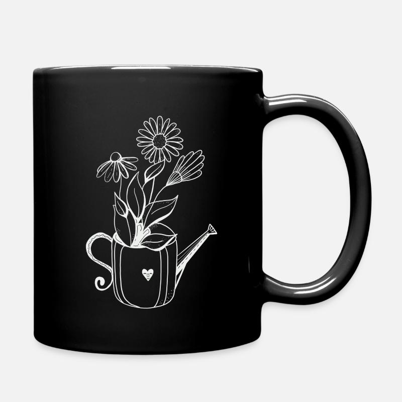Gießkanne mit Blumen - Tasse einfarbig - Schwarz