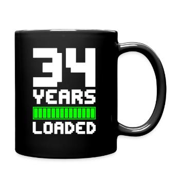 34 Years Loaded 34th Birthday - Full Colour Mug - black - Right