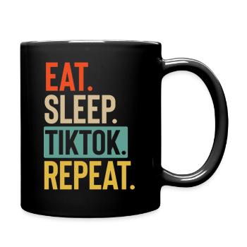 Eat Sleep tiktok Retro-Vintage-Farben wiederholen - Tasse einfarbig - Schwarz - Rechts