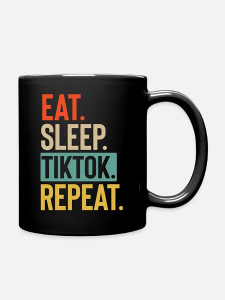 Eat Sleep tiktok Répétez les couleurs rétro vintage - Mug uni - noir