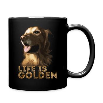 Dog Art Life Is Golden Retriever Dog T Shirt - Full Colour Mug - black - Right