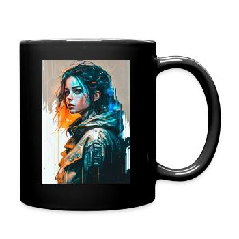cybergirl not looking back - Full Colour Mug - black - Right