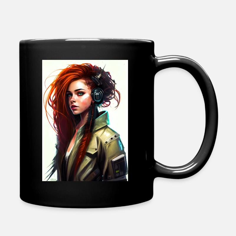 Cybergirl rote Haare - Tasse einfarbig - Schwarz