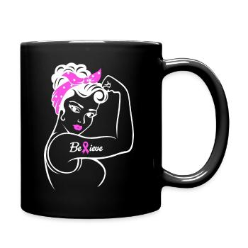 Believe | Breast cancer awareness - Full Colour Mug - black - Right