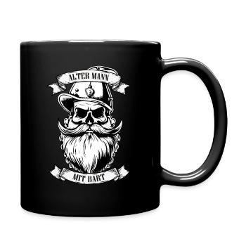Alter Mann mit Bart - Tasse einfarbig - Schwarz - Rechts