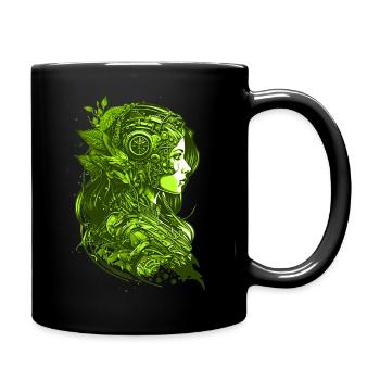 Vintage steampunk girl in green color - Full Colour Mug - black - Right