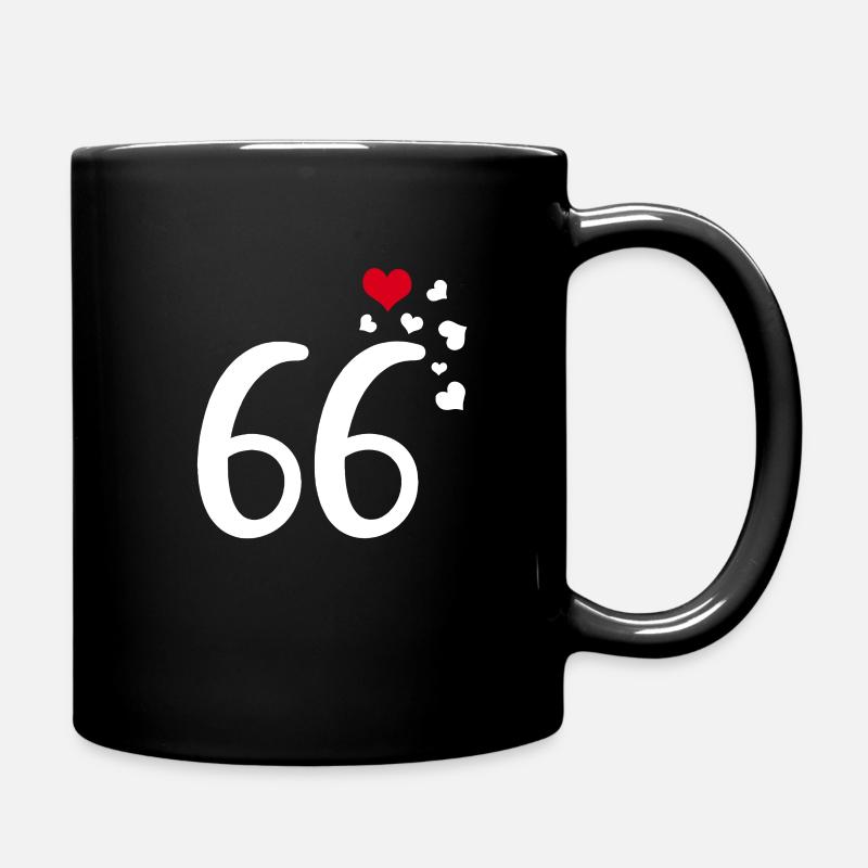 66. Geburtstag Jubiläum Herzen 66 - Tasse einfarbig - Schwarz