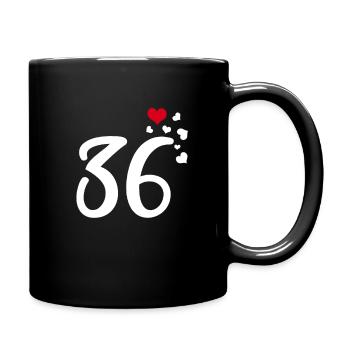 36. Geburtstag Jubiläum Herzen 36 - Tasse einfarbig - Schwarz - Rechts