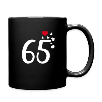 65th birthday anniversary hearts 65 - Full Colour Mug - black - Right