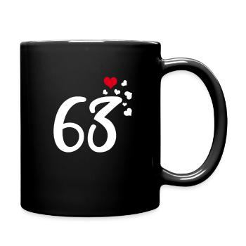 63. Geburtstag Jubiläum Herzen 63 - Tasse einfarbig - Schwarz - Rechts