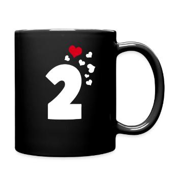 2 Herzen 2. Geburtstag - Tasse einfarbig - Schwarz - Rechts
