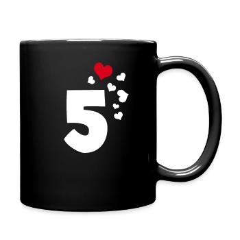 5 Herzen 5. Geburtstag - Tasse einfarbig - Schwarz - Rechts