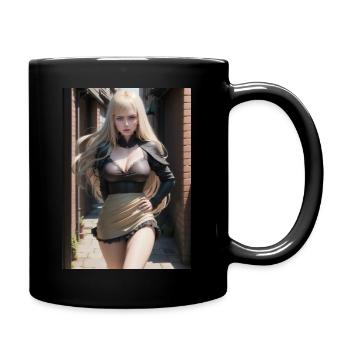 Woman in a alley, town,Generated AI - Tasse einfarbig - Schwarz - Rechts