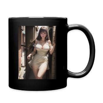 Woman in a alley, town,Generated AI - Tasse einfarbig - Schwarz - Rechts