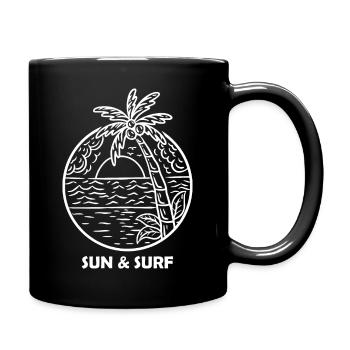 Surfing Surfboard Surfer Geschenkidee - Tasse einfarbig - Schwarz - Rechts