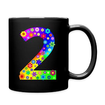 Blumen Zahl 02 - Tasse einfarbig - Schwarz - Rechts